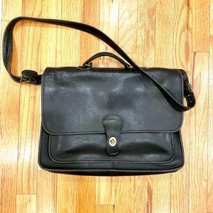 Vintage Black Coach Leather 5180 Brief Bag